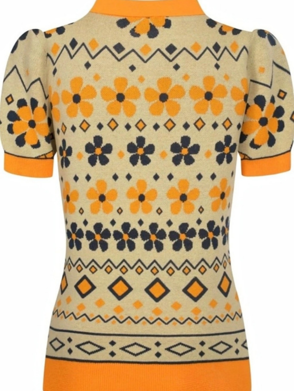 Woman Knit Blouse Polo Retro Look 100% Cotton 3x - Picture 3 of 15
